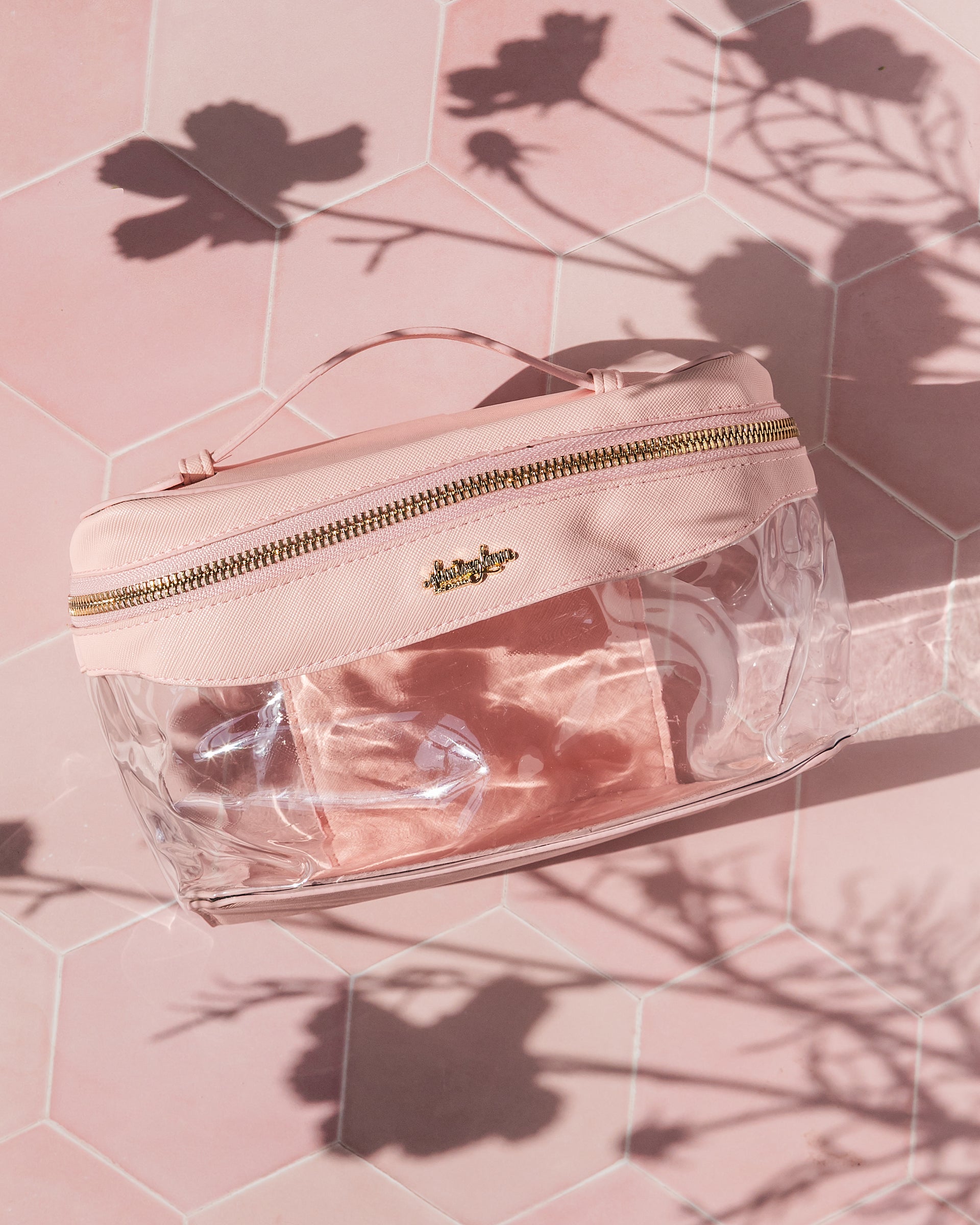 crossbody cosmetic travel bag Pink Travel Makeup Case