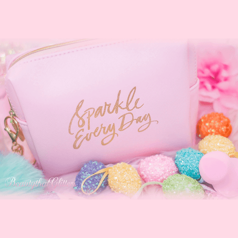 cute pink bubble make up bag by grace & stella